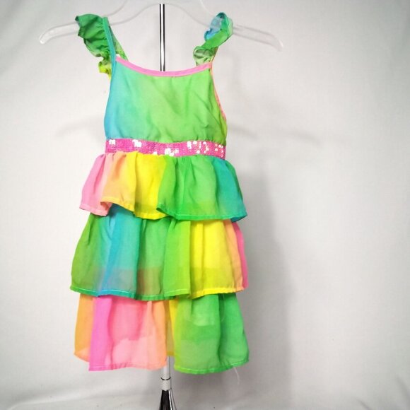 Piper Baby Rainbow Multicolor Sundress Shear Layers Sequin Waistband Size 3T GUC - Picture 1 of 4